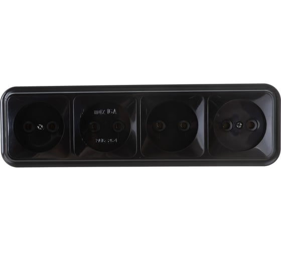 Изображение товара Розетка Bylectrica 4-местная ОУ, серия ПРАЛЕСКА, черный, РА16-264 черный