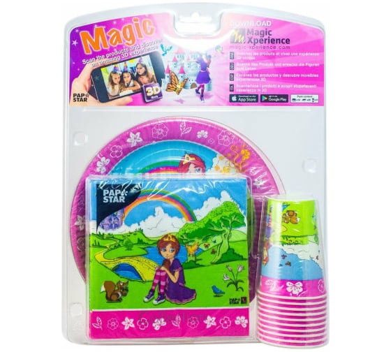 Изображение товара Набор посуды PAPSTAR 3 предмета на 10 персон, с дизайном ПРИНЦЕССА 1/4 PS-86096