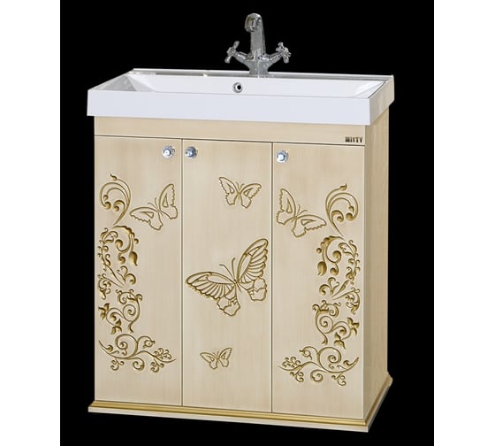 Изображение товара Прямая тумба Misty Бабочка-75 бежевая, патина Л-Баб01075-033Пр
