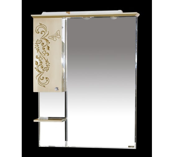 Изображение товара Зеркальный шкаф Misty Бабочка-90 левый, бежевый, патина Л-Баб04090-033СвЛ