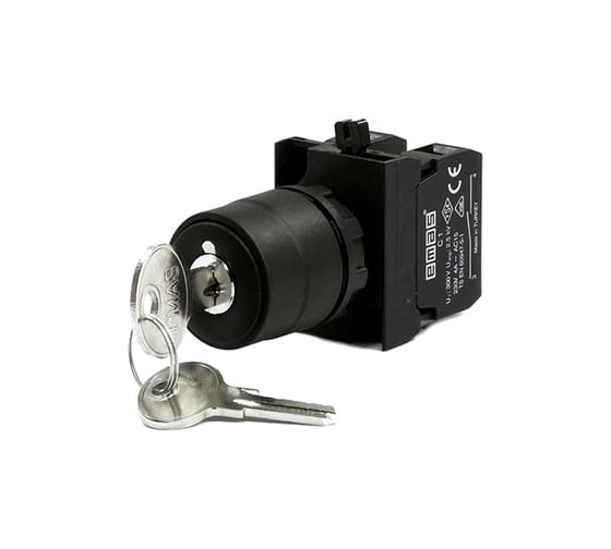 Изображение товара Кнопка с ключом Emas 2-0-1, с фиксацией, ключ вынимается в положении 0 1НО+1НЗ CP CP102AA30