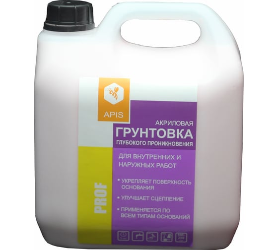 Изображение товара Грунтовка глубокого проникновения APIS Prof, розовый, канистра 3 кг 4665296510105