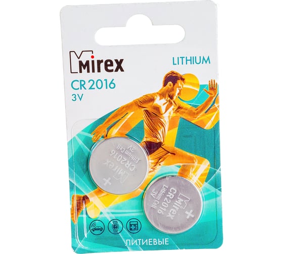 Изображение товара Батарея Mirex, литиевая CR2016 3V 2 шт ecopack 23702-CR2016-E2