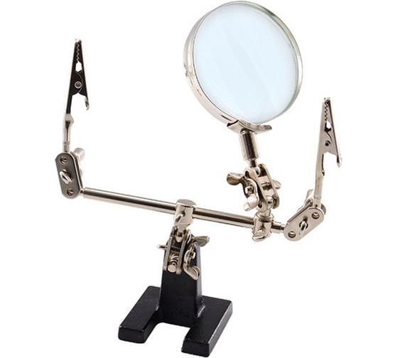 Изображение товара Лупа 4-х кратная с зажимом для пайки РемоКолор третья рука, D 60 мм 13-1-003