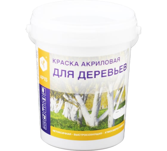Изображение товара Акриловая краска для деревьев APIS белая, ведро 1,5 кг 4665296515001