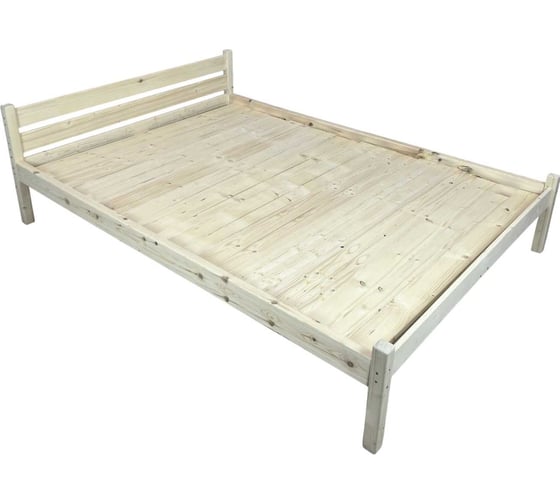 Изображение товара Кровать двуспальная Solarius Классика из массива сосны, со сплошным основанием, 190x150 см (габариты 200x160), без шлифовки и покрытия 150klnet-190-full