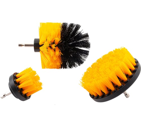 Изображение товара Набор сменных щеток для уборки/химчистки под шуруповерт Forcekraft 4 предмета: кругл.90х75мм;плоск.50х25мм,100х25мм;удлинитель 150мм FK-CBK-01(60400)