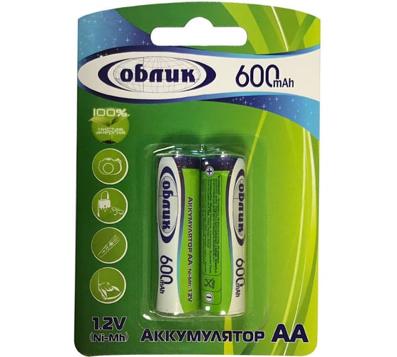 Изображение товара Аккумуляторы Облик Ni-Mh AA - 600 mAh Блистер-2 776