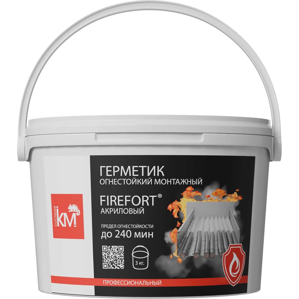 Изображение товара Огнестойкий монтажный акриловый герметик КМ FIREFORT 3 кг белый