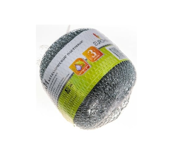 Изображение товара Металлическая оцинкованная плетеная губка EUROHOUSE 3 шт в сетке 7182