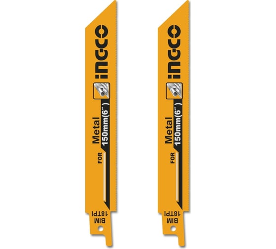 Изображение товара Набор полотен по металлу Bi-металл (150х19х0.9 мм; 18TPI) для сабельной пилы INGCO SSB922EF