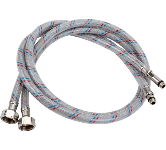 Изображение товара Подводка для смесителя AQUALINE нейлон/ПВХ стальная гайка - 100 см пара 04891