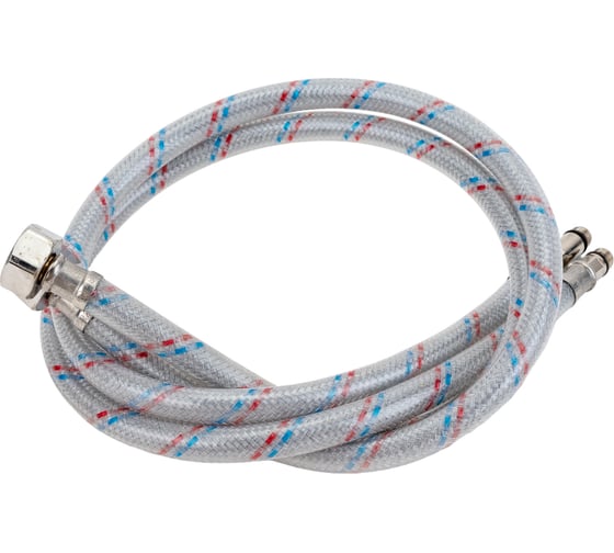 Изображение товара Подводка для смесителя AQUALINE нейлон/ПВХ стальная гайка - 80 см пара 04890