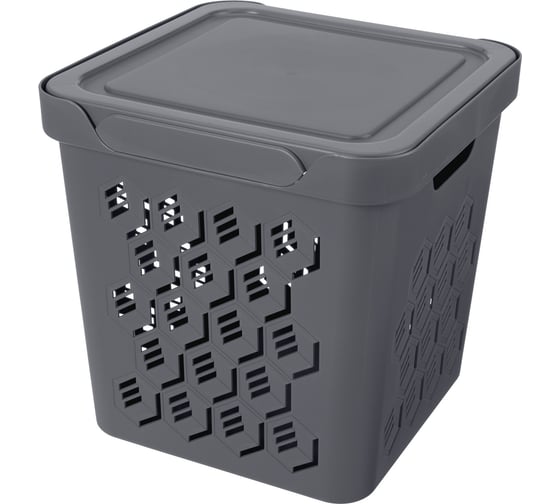 Изображение товара Универсальный ящик с крышкой Econova Deluxe 286х286х286 мм, 18л, серый 433242711