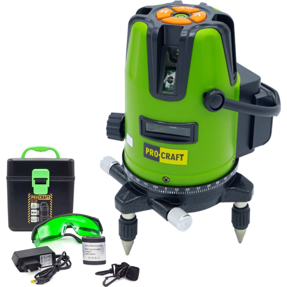 Изображение товара Лазерный уровень PROCRAFT LE5D 532 нм 5 лучей зелёный Изображение товара Лазерный уровень PROCRAFT LE5D 532 нм 5 лучей зелёный