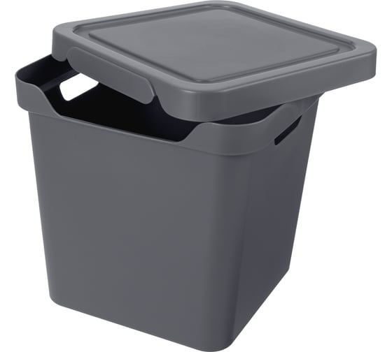 Изображение товара Универсальный ящик с крышкой Econova Luxe 286х286х286 мм, 18л, серый 433242611