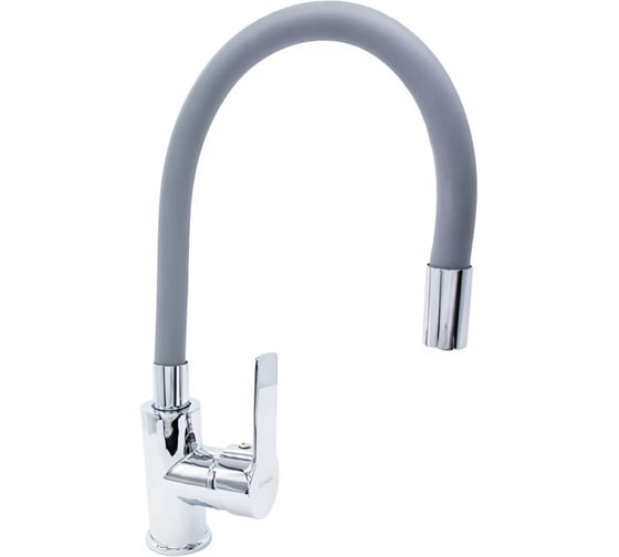 Изображение товара Смеситель для кухни DORON DC 2655GREY-N, шаровый, серый, излив гибкий силиконовый, п/г 016297