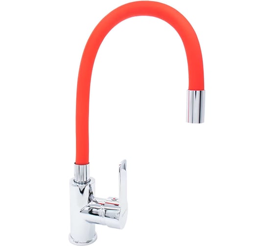 Изображение товара Смеситель для кухни DORON DC 2655RED-N, шаровый, красный, излив гибкий силиконовый, п/г 016299