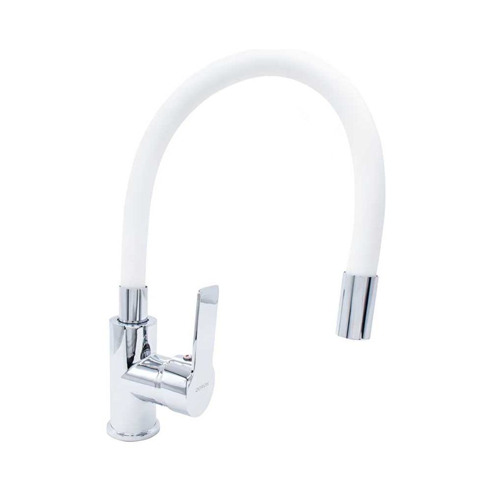 Изображение товара Современный белый кухонный смеситель DORON DC 2655WHITE-N с гибким изливом