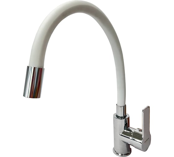 Изображение товара Смеситель для кухни DORON DC 2655WHITE-N, шаровый, белый, излив гибкий силиконовый, п/г 016301