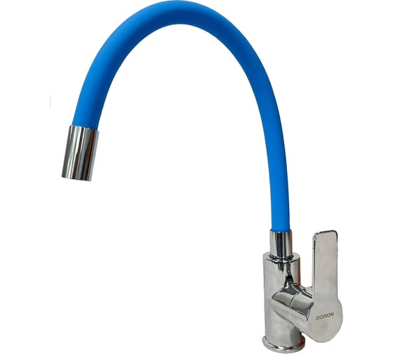 Изображение товара Смеситель для кухни DORON DC 2655BLUE-N, шаровый, синий, излив гибкий силиконовый, п/г 016298