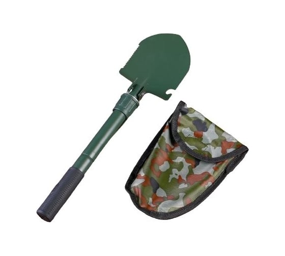 Изображение товара Складная лопата с прорезиненной рукоятью и компасом СимаЛенд 39 см, оливковая, в чехле 133281