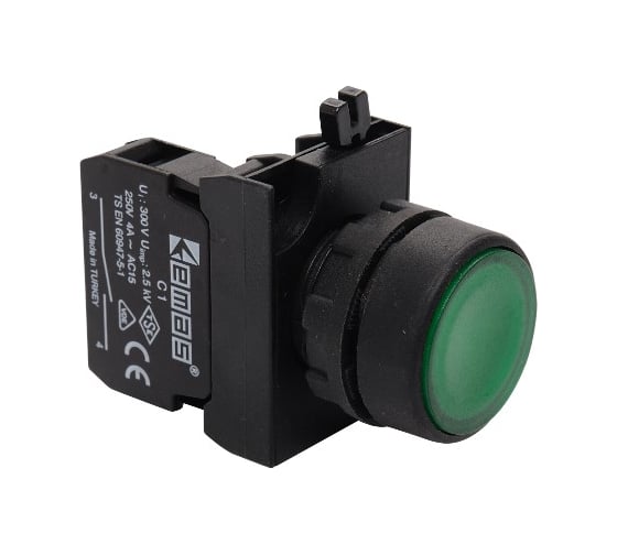 Изображение товара Кнопка с подсветкой-светодиод Emas зеленая 1НО CP1Y0DY