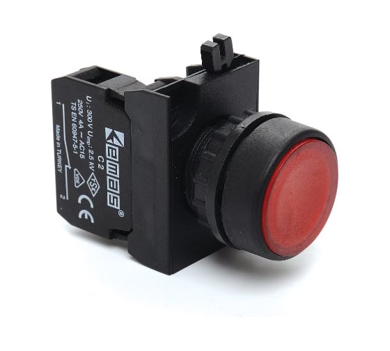 Изображение товара Кнопка с подсветкой-светодиод Emas красная 1НЗ CP260DK