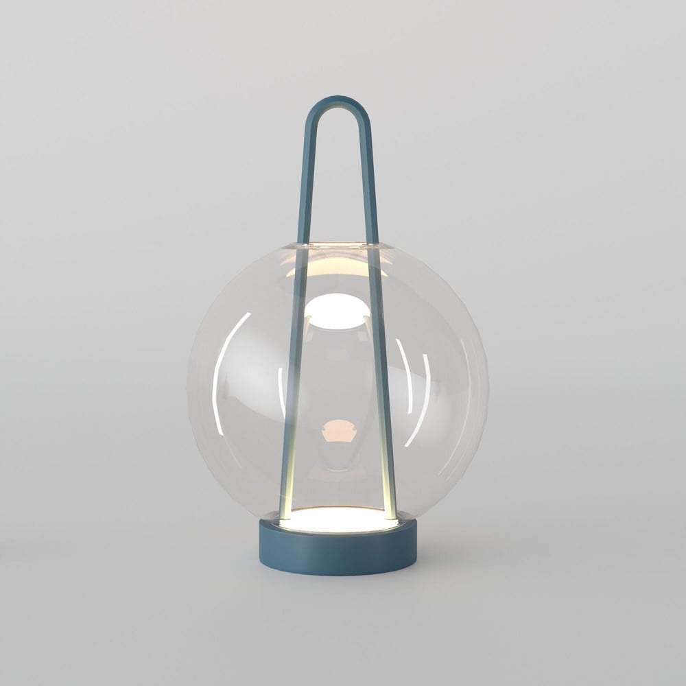 Изображение товара Настольный светодиодный светильник Eurosvet Frasco стеклянный плафон синий арт-деко 80507/1