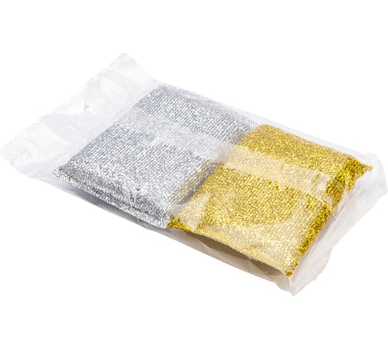 Изображение товара Губка EUROHOUSE из поролона с металлической нитью, серебро+золото, 2 шт 13300