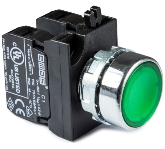 Изображение товара Кнопка с подсветкой-светодиод Emas зеленая 2НЗ CM2Y2DY