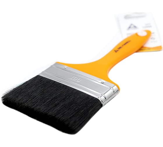 Изображение товара Кисть DeltaRoll с желтой ручкой, черная щетина, 100x16 мм 12999