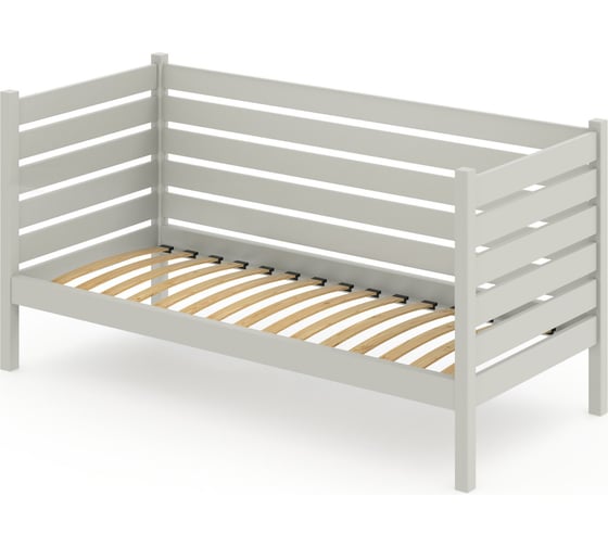 Изображение товара Тахта односпальная Solarius из массива сосны с ортопедическим основанием и высокими бортиками, 90x160 см (габариты 100x170), цвет платины tahta-spin90-160plat-orto