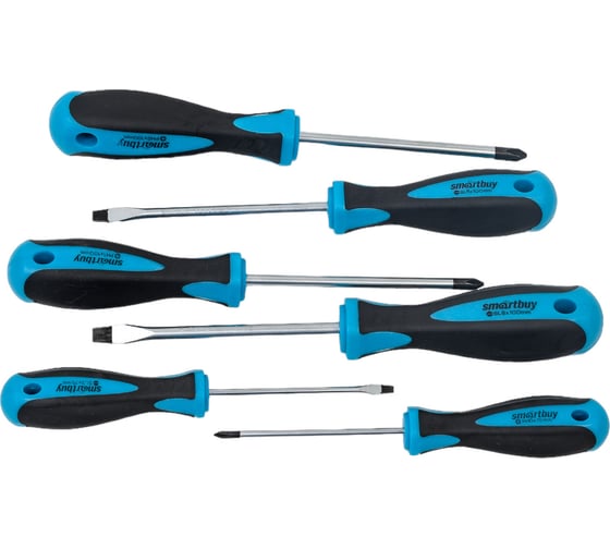 Изображение товара Набор отверток Smartbuy 6 штук, шлицевые и крестовые, намагниченный наконечник, CR-V SBT-SCN-6P1