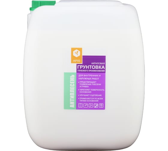 Изображение товара Грунтовка глубокого проникновения APIS Антиплесень, белый, канистра 30 кг 4665296514219
