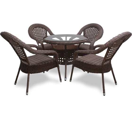 Изображение товара Комплект из 4х кресел и стола TREET DECO Темно-коричневый FM-2002+FM-1001-DARK