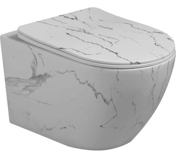 Изображение товара Унитаз подвесной Milleau VORTEX-A с микролифтом (матовый белый мрамор) / Tornado MYL045SMAW