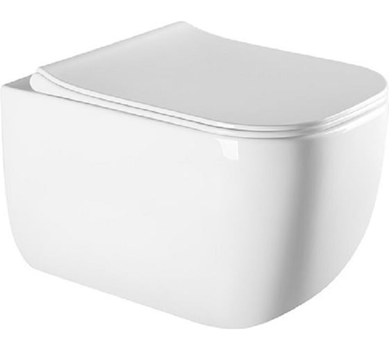 Изображение товара Унитаз подвесной Milleau BRIOT 232 белый глянец, безободковый, с микролифтом MYL232GW