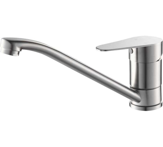 Изображение товара Смеситель для раковины мойки PLATAN 45802 Hague, нерж.сталь, низкий излив, картридж 40мм, гайка УТ-00052169