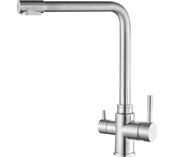 Изображение товара Смеситель для кухни PLATAN 76502-2 Hague с каналом для фильтрованной воды, нерж.сталь, высокий излив, картридж 35мм УТ-00052188