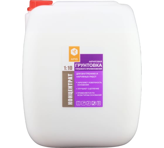 Изображение товара Грунтовка глубокого проникновения APIS концентрат 1:10, канистра 30 кг 4665296514387