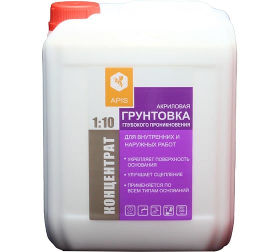 Изображение товара Грунтовка глубокого проникновения APIS концентрат 1:10, канистра 5 кг 4665296510150