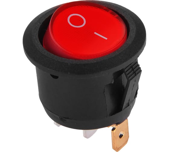 Изображение товара Клавишный круглый выключатель duwi 250V 6А 3с ON-OFF красный с подсветкой RWB-214, SC-214, 26848 2