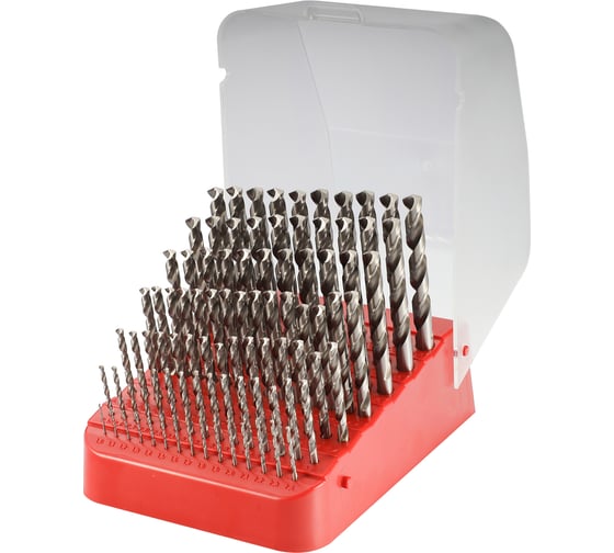 Изображение товара Набор сверл по металлу H-Tools 1-10мм, 91шт, DIN338, HSS-G, 135град. 214223TXHT