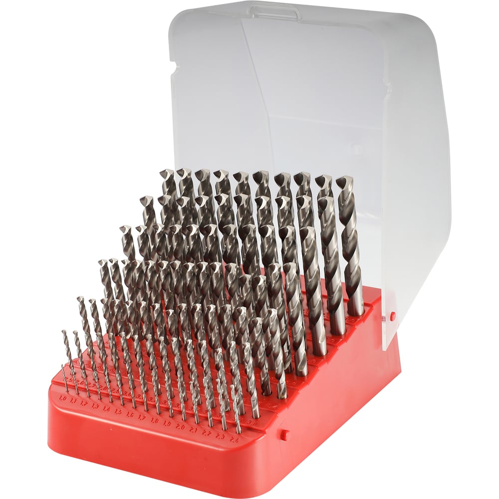 Изображение товара Набор сверл по металлу H-Tools 1-10мм, 91шт, DIN338, HSS-G, 135град. 214223HT