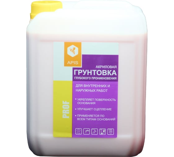 Изображение товара Грунтовка глубокого проникновения APIS Prof, розовый, канистра 5 кг 4665296510112