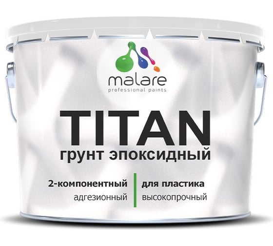 Изображение товара Эпоксидный грунт MALARE 2К TITAN для пластика двухкомпонентный адгезионный, укрепляющий, прозрачный (10 кг + 600 грамм отвердитель) 4660504742378