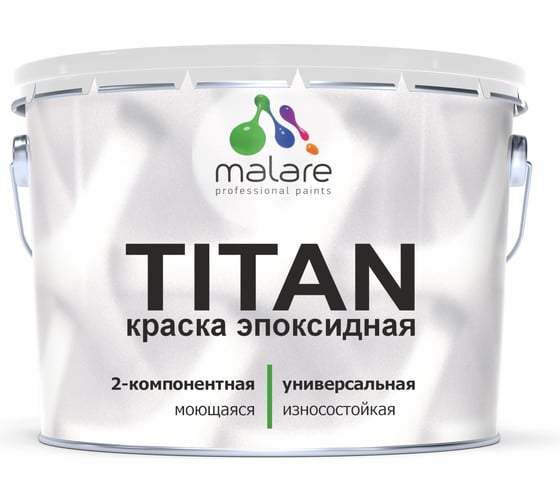 Изображение товара Краска эпоксидная MALARE 2К TITAN, двухкомпонентная универсальная влагостойкая высокопрочная износостойкая, RAL 5015 небесно-голубой, глянцевая, 10 кг + 1.2 кг отвердитель ЭКУН5015Г1000