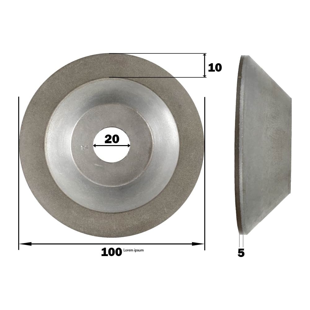 Изображение товара Круг алмазный шлифовальный КристАл 12А2-45 100x10x5x20 100/80 чашечный