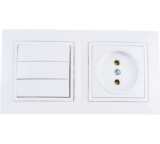 Изображение товара Блок Bylectrica 3 выключателя + розетка СУ, серия УЮТ, белый, 3В-РЦ-728